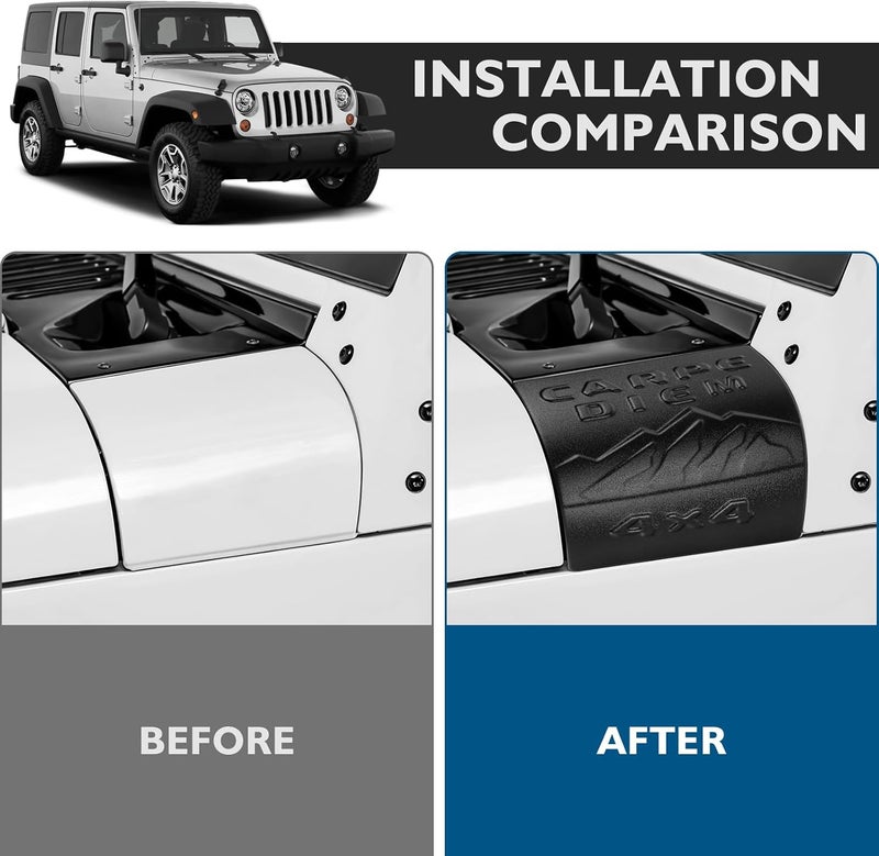 BIBLOZ Cowl Body Armor Outer Cowling Cover for 2007-2017 Jeep Wrangler JK JKU Accessories Rubicon Sahara Unlimited Outer Cowl Covers Corner Guards - Image 2